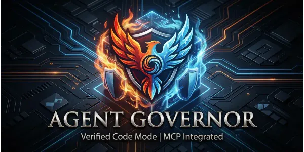 A contained sandbox with glowing code and policy gates, symbolizing governed execution